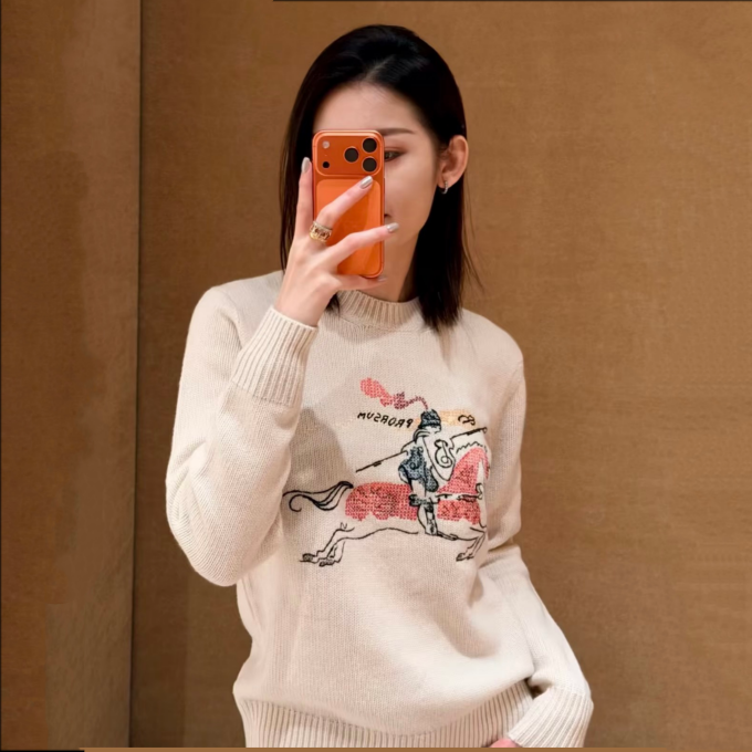 burberry equestrian knight cross stitch crew neck sweater